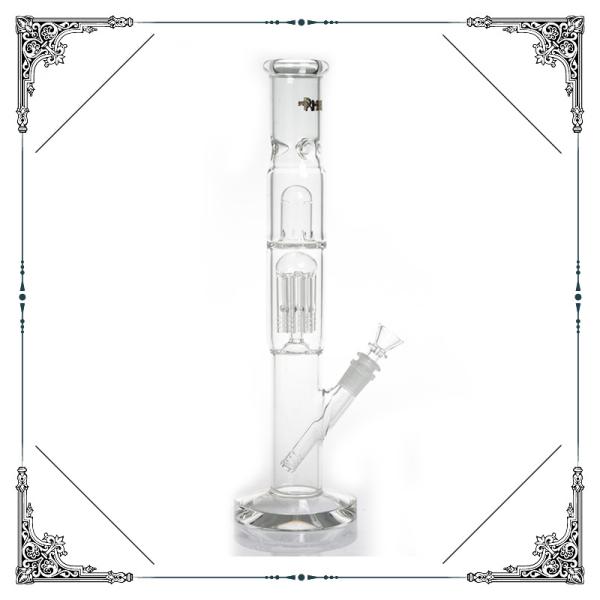 Straight Tube Glass Water Pipe 6 Arms Tree Perc Bongs Crystal Thick Base Smoking Water Pipe