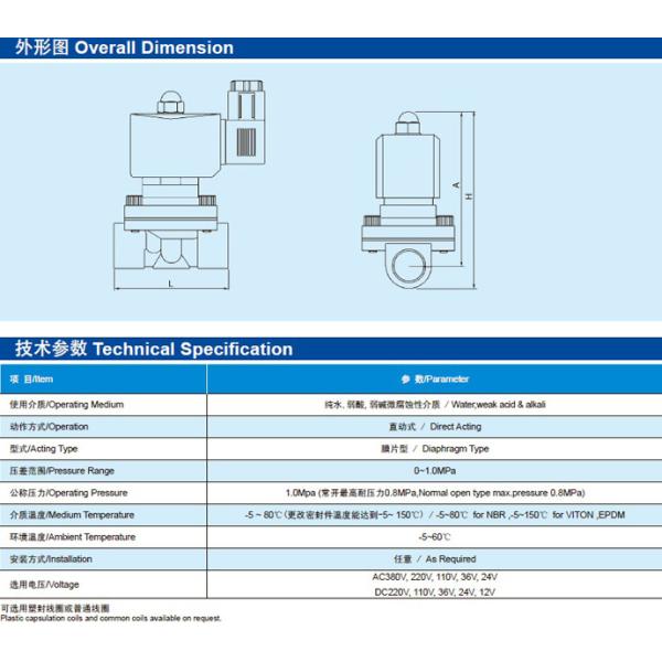 2WB Series Fluid Solenoid Valves With Stainless Steel Body