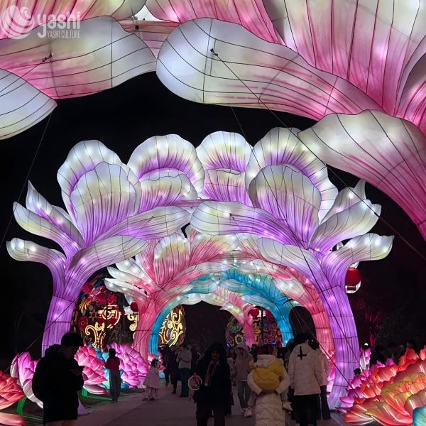 Outdoor Chinese Festival Lantern 3D Arch Gate Sculpture Traditional