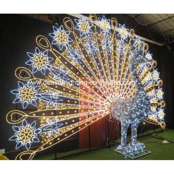 New Christmas Wedding Festival Outdoor Large Size 3D LED Sculptures Peacock Motif Light For Sale