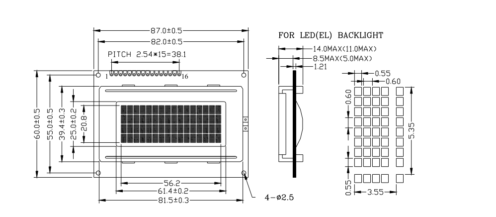 Модуль дисплея LCD характера матрицы точки LCD I2C FSTN характера жидкого кристалла 16x2