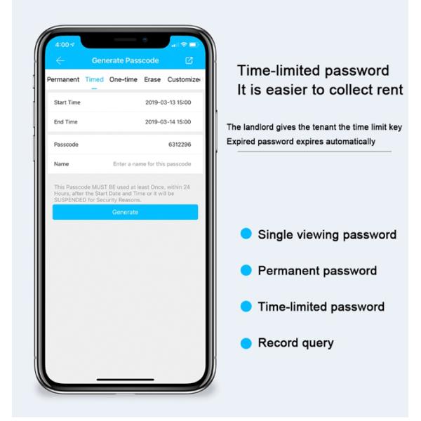 Remote Control Bluetooth Fingerprint Door Lock For Apartment Zinc Alloy Material