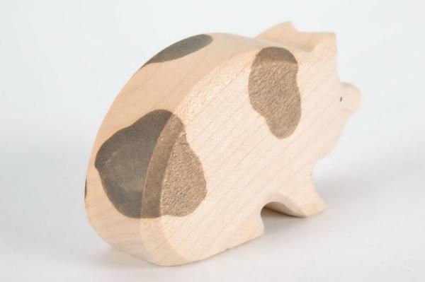 Carved Oak Beech Wooden Pig Toy Colourful Hand Eye Coordination Training