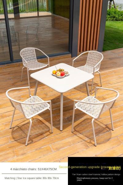 Carbon Steel 4 Seater Cafe Table Set Outdoor 600*730mm / 700*730mm