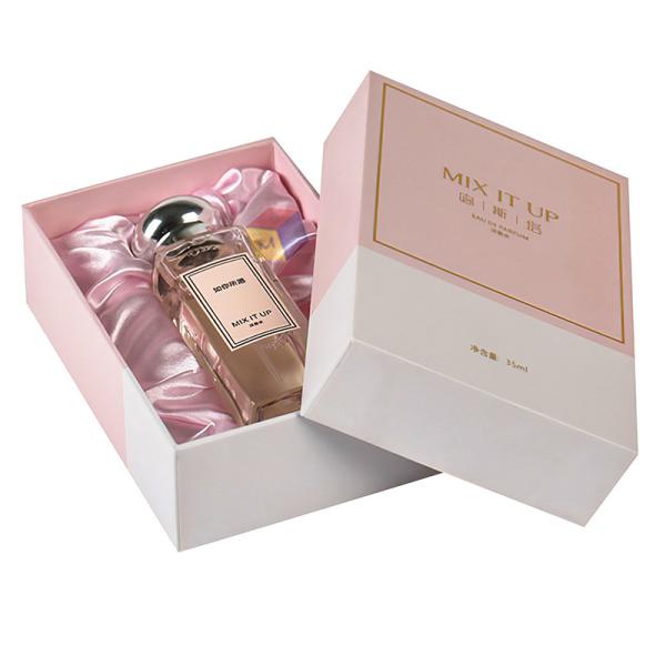 Boîte d'emballage cosmétique personnalisable Boîte d'emballage de bouteille de parfum en carton rigide avec insert en satin