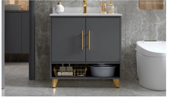 Fireproof Mildew Proof Floor Mount Vanity Cabinet Modern