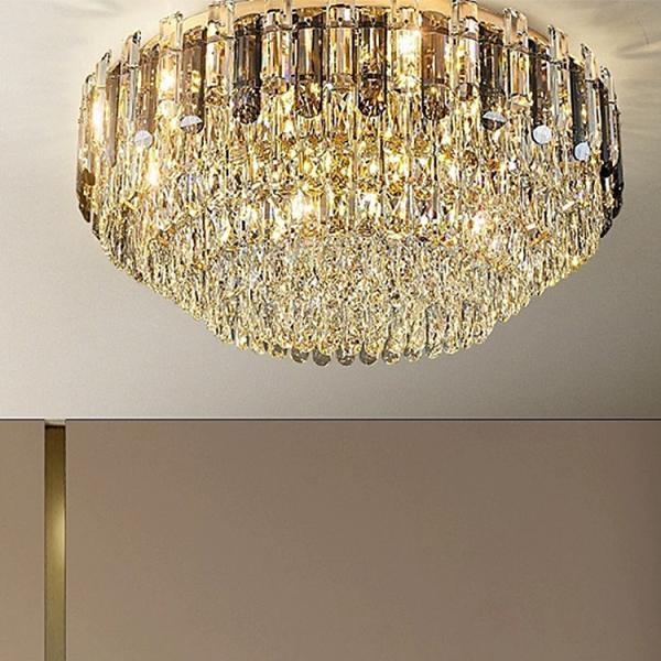 Gold Body Color Nordic Study Room with Modern Unique Round Ring Shaped Ceiling Lights