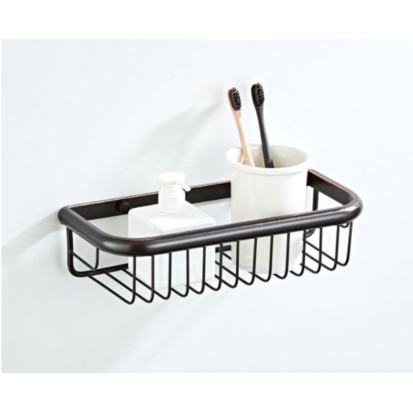 black Bronze Bathroom Towel Rack  Metal Wire Shelf Organizer Storage
