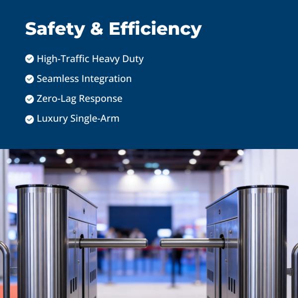 304 Stainless Steel Mechanical Antipinch Automatic Drop Arm Turnstile with 30 Person Per Minute Flow Rate