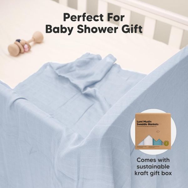 4-Pack Cotton Baby Swaddles for Newborns,Muslin Swaddle Blankets with Nimbus Color