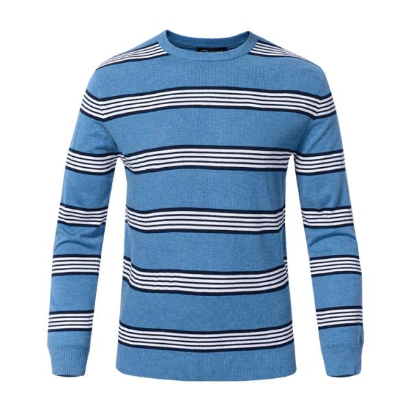 Stripe Winter Woolen Sweater For Mens , Crew Neck Mens Pullover Sweater