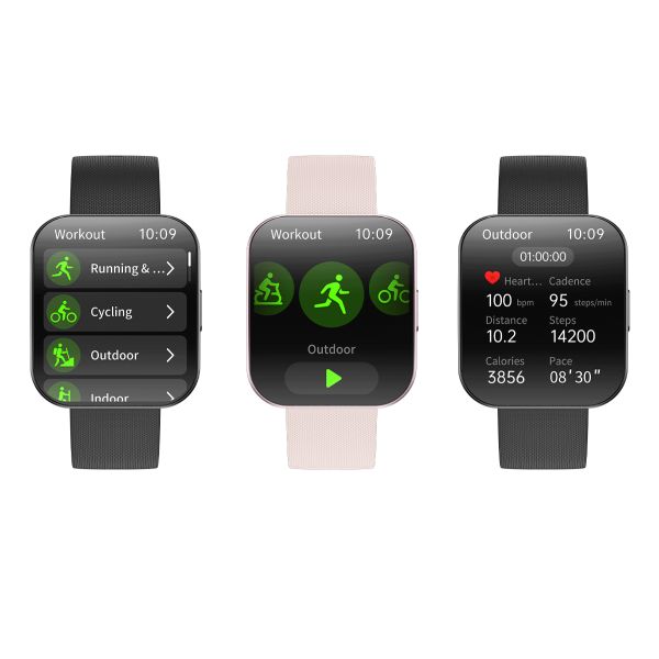 Hot U17 Smart Watch Ultra-thin Curved Square Screen AMOLED 1.85inch BT Call IP68 Deep Waterproof H Band APP 3D Menu Smartwatch