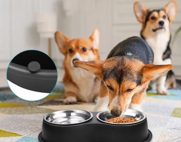 Non Slip Smart Dog Feeders Customized Dog Food Feeders With Stainless Steel Bowls