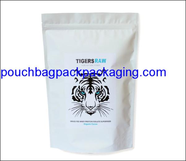 White printing stand up pouch, doypack with zip lock, stand up mylar bag for packaging