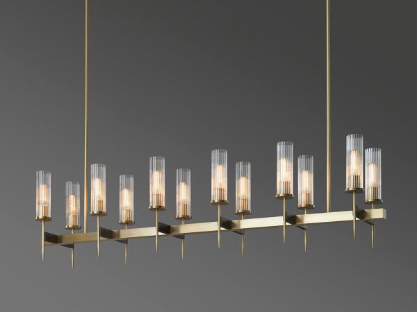 ALOUETTE Contemporary Brass Copper Adjustable Height E12 Base ChanDELIER