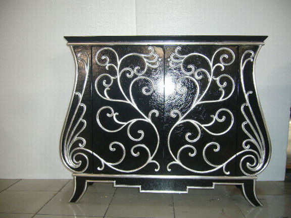 Double Doors Painted Wooden Cabinets Antique Storage Locker For Home Living Room