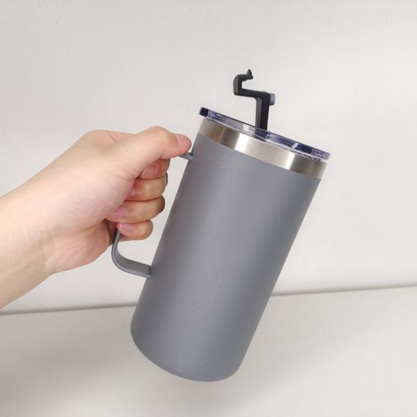 Customized Vacuum Stainless Steel Coffee Mug With Handgrip 12-24 Hours Insulation