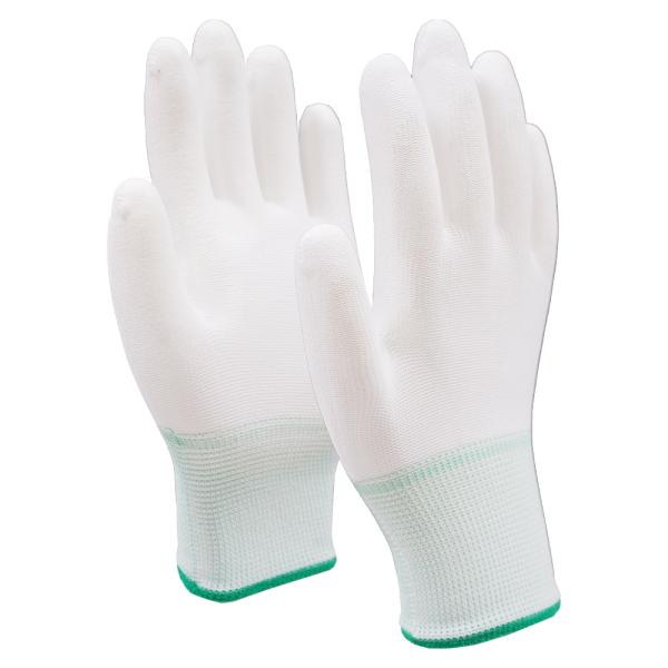 Gants de manipulation en polyester revêtus en PU de 13 calibres Gants de polyester respirants