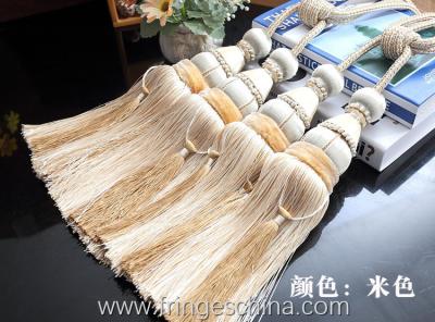 Delicate custom long tassel fringe trimming for curtain attractive tieback hanging ball