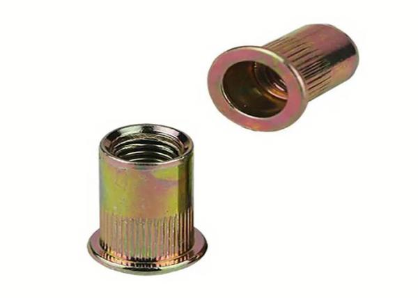 M10 M12 Class 12.9 Rivet Nuts Carbon Steel Yellow Zinc Plating Coating Small Flat Head Serrated