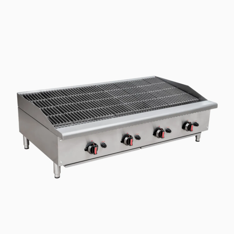 Stainless Steel Commercial Gas Charbroilers Countertop 4 Burners Lava Rock Grill