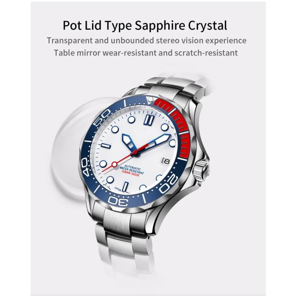42mm 3ATM Stainless Steel Wristwatch Timepiece Men Quartz Watches Rotate Bezel