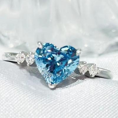 Laboratório Diamond Jewelry Lab Created Blue Diamond Ring VS2-VVS1 do coração
