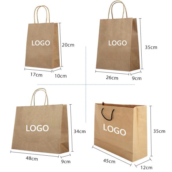 Color Printed Eco friendly kraft paper Carrying Shopping Bags with handles