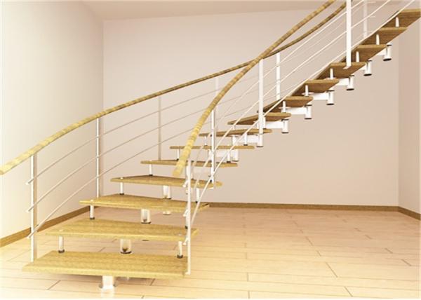 Laminated Glass  Building Curved Stairs With Tempered Glass / Stainless Steel Baluster