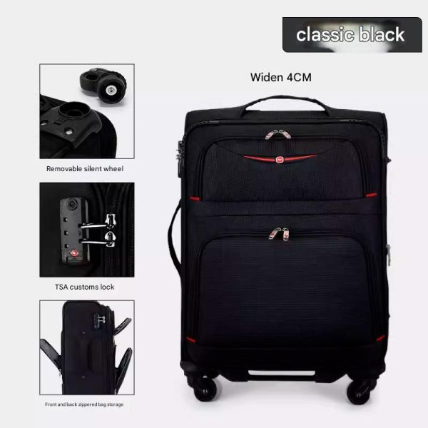 1750 Detachable widened version Soft-shell Luggage with Embedded TSA Lock, Waterproof Oxford Cloth and Silent Universal Aircraft Wheels