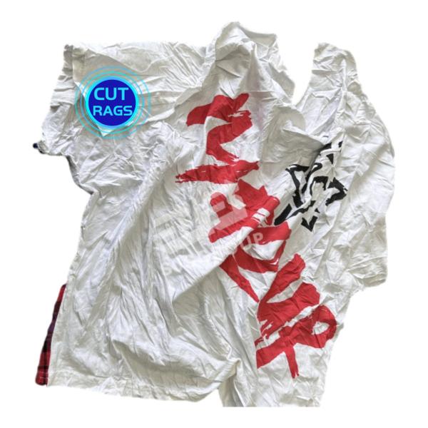 Cotton White Color Printed T Shirt Rags Strong Absorbency Cleaning Cloth Wiping Rags industrial bale of rags