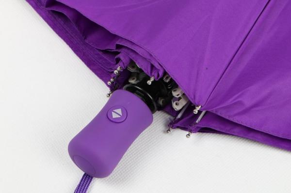 Silk Screen Print Auto Open Close Umbrella Purple Rubber Coating Plastic Handle