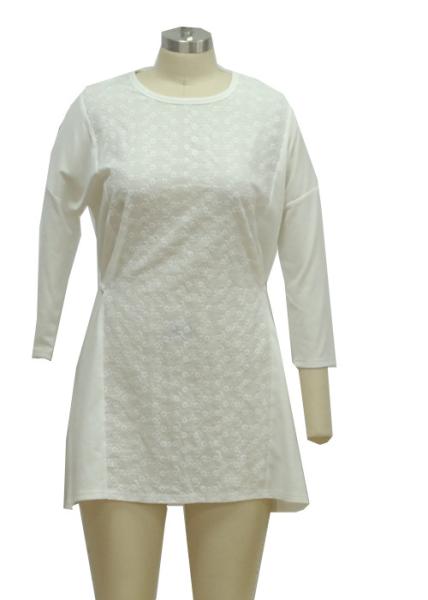 Fitness Daytime Casual White Sundress With Sleeves , Casual Knit Summer Dresses