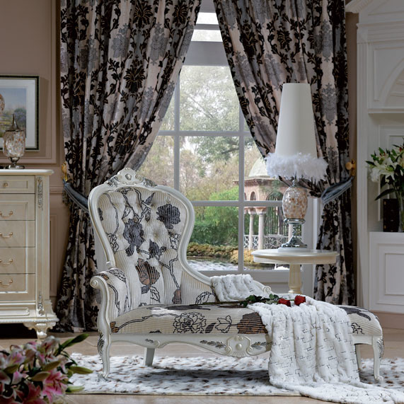 Linen European Style Chaise Lounge Healthy Sponge Soft Armrest 1750*760*1350mm