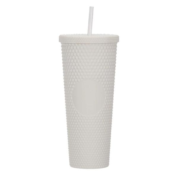 710ml Large Capacity Double-layer Plastic Straw Cup Factory Direct Supply Creative Portable Durian Prickly Diamond Style