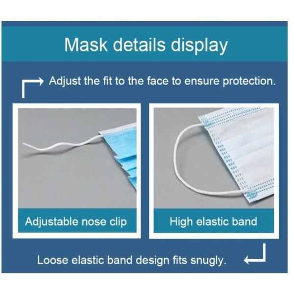 FDA Ce Approved Ffp3 Disposable Face Mask / 3 Ply Non Woven 3 Ply Mask Mouth Mask