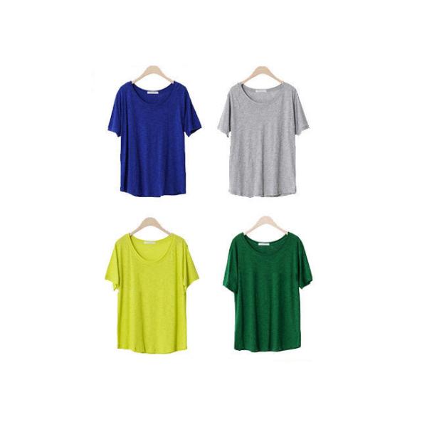 100% Cotton Women's T - Shirts Loose Fashion Color Double Car Line Charm