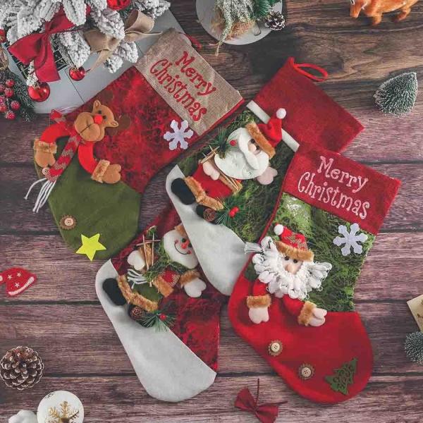 Christmas Stockings Xmas Stocking Santa Snowman Holiday and Family Stocking for Fireplace Christmas Party Decoration
