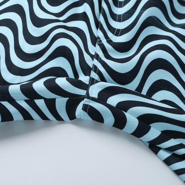 Summer Wave Pattern Ladies Casual Pants High Waisted Casual Trousers