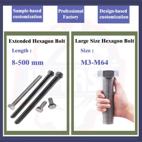 Stainless Steel 304 316 DIN931 DIN933 Hex Head Bolts with Customized Service
