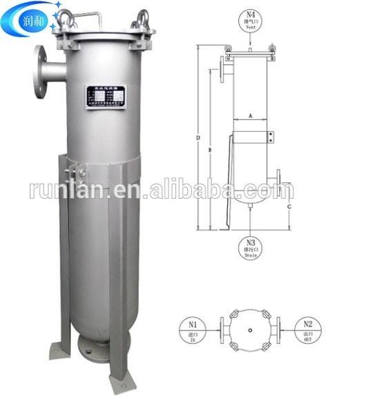 High Flow Food Grade Stainless Steel Filter Bag Housing for Juice Liquid Purifying