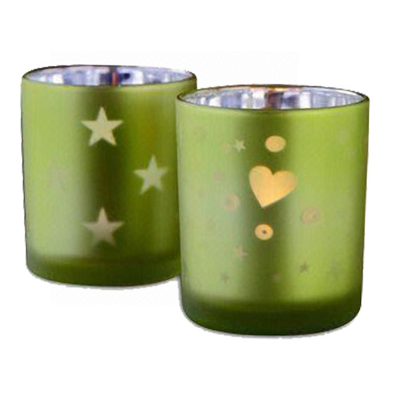 Green Glass Votive Candle Holders