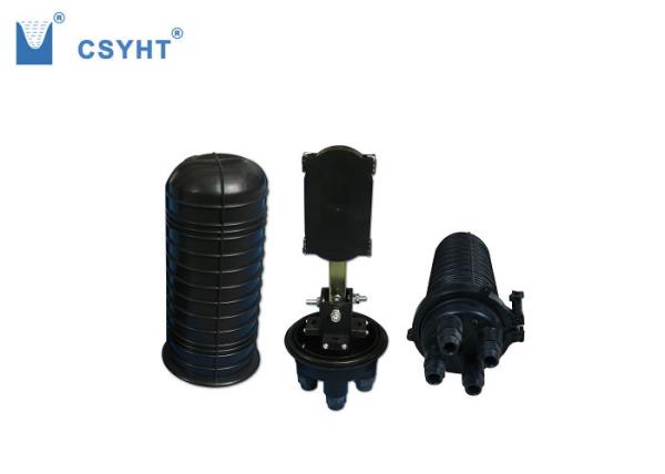 ABS Plastic Fiber Optic Closure , Black Fiber Dome Closure 4 Round Cable Port