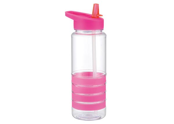 Silicon Band Plastic Straw Sports Water Bottle 750ml Capacity Impact Resistant
