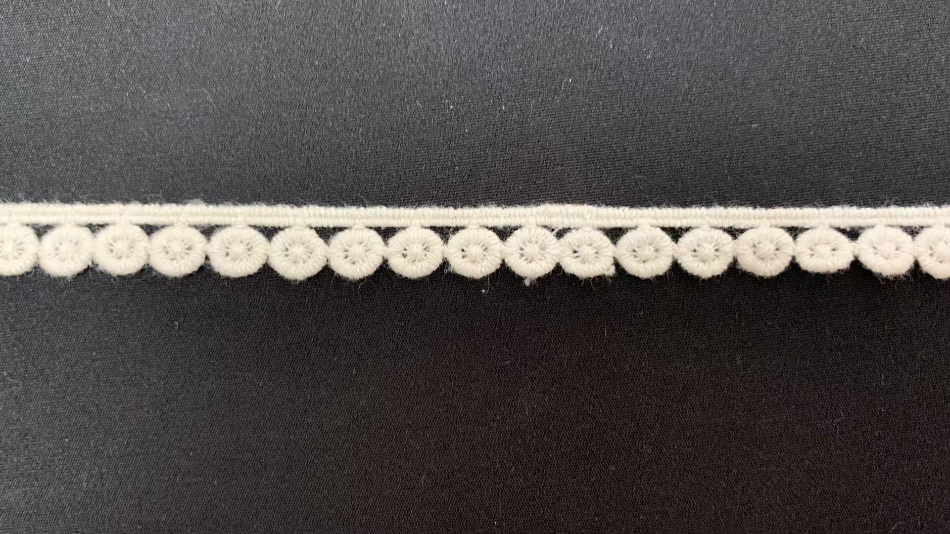Premium Cotton Water Soluble Lace Trim with Scalloped Edge and Customizable Length for Bridal Gowns