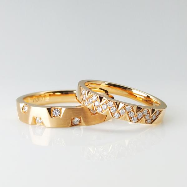 Sparkly Diamonds Pure Color 18k 0.075ct Rose Gold Couple Rings