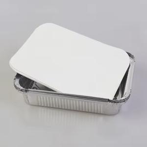 折り畳み蓋付き長方形使い捨てアルミホイル食品容器。レストランでの外出、ケータリングイベント、食事の準備に最適