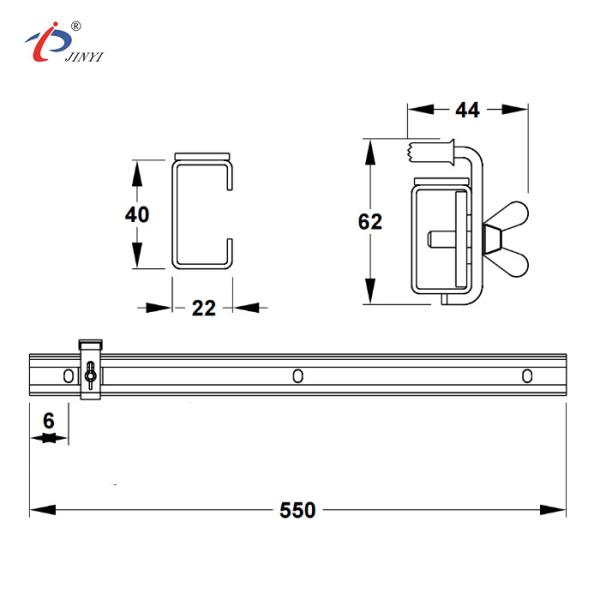 L550mm Galvanized Steel Bathtub Anchors Rails Fix And Support Tub Rim