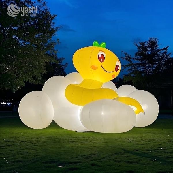 Large Cartoon Animal Inflatable Decorations Light Up Movable for Street Art Outdoor