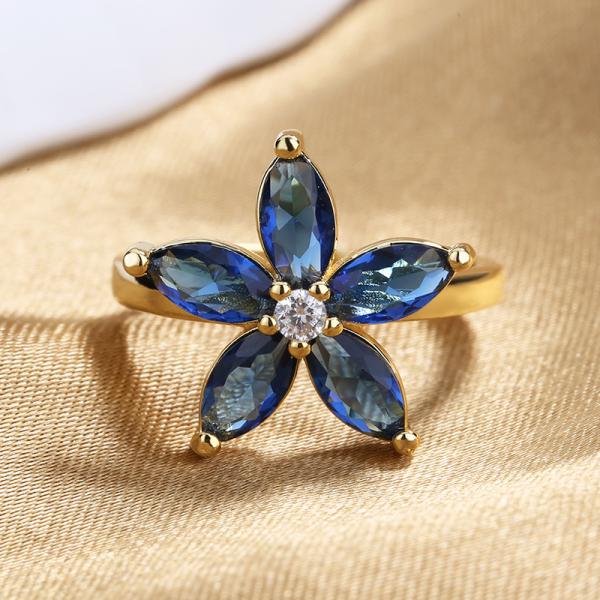 Prong Setting Antique Sapphire Wedding Ring Antiallergic